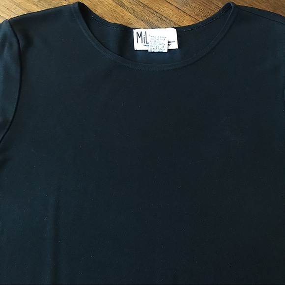 Black Stretch Crepe T-shirt (Crepe Jersey) - Picture 6 of 10